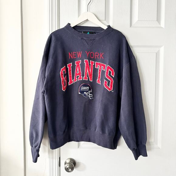Logo Athletic Vintage Korea NFL Blue NY Giants Helmet Embroidered Sweatshirt XL - Picture 1 of 9